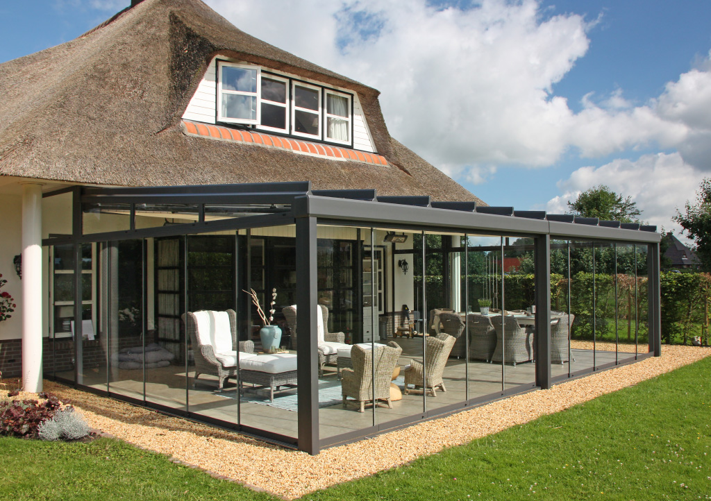 Glass Room on Thatched Roof House